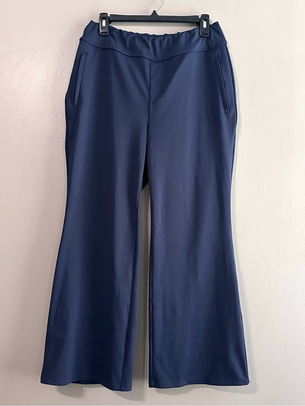 Halara Flex DayStretch Navy Blue Zip Pocket Work Flare Pants Womens Large Petite